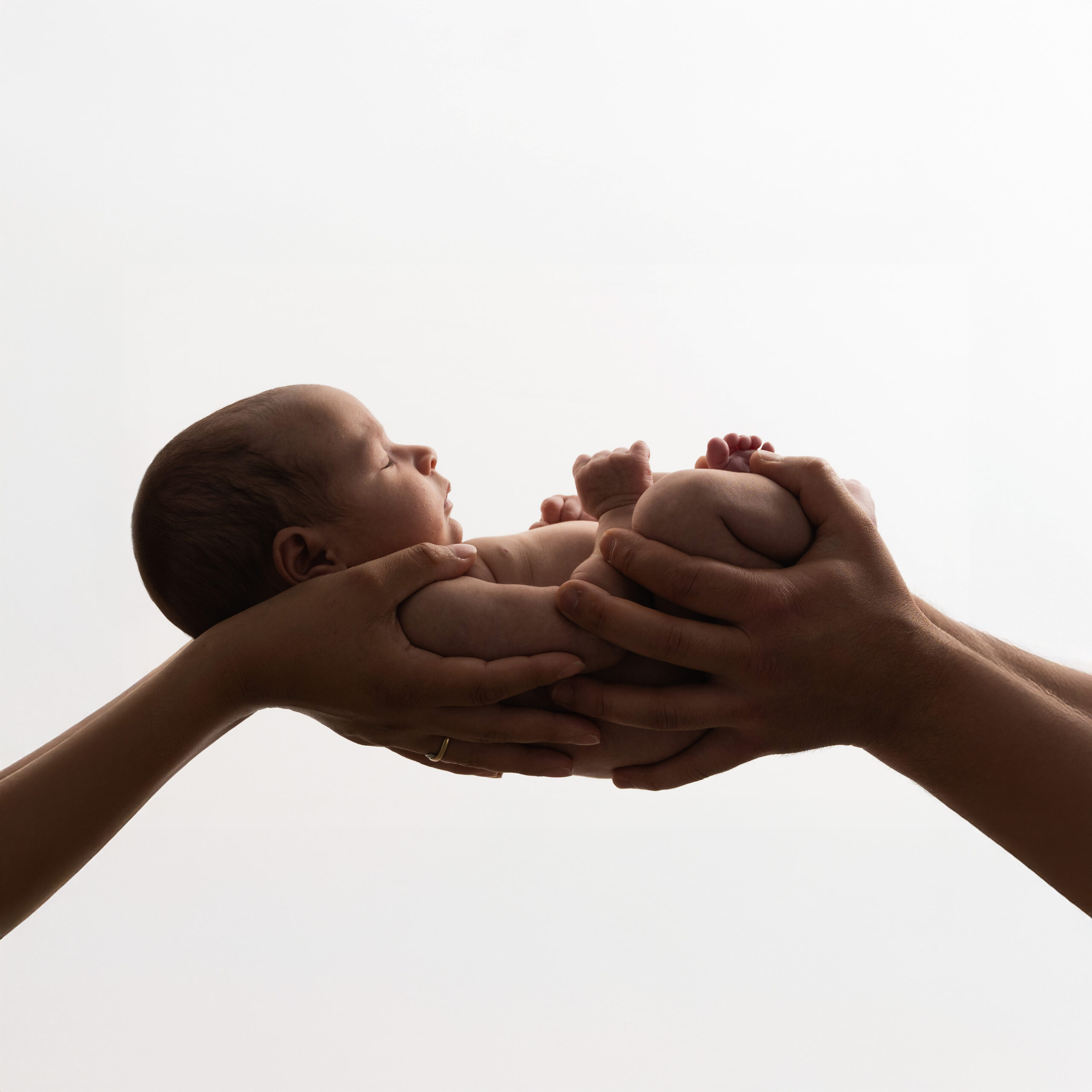Artistiek newbornportret met natuurlijke styling